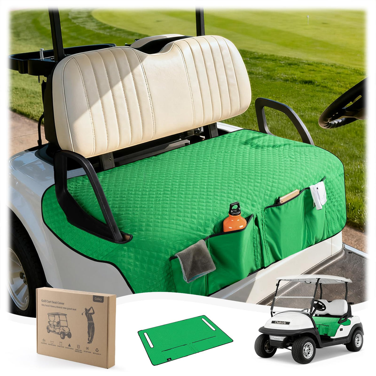 Coivy golf cart seat covers with tailored fit for Club Car.
