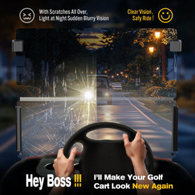Coivy replacement windshield in clear acrylic for Club Car Precedent with enhanced clarity.