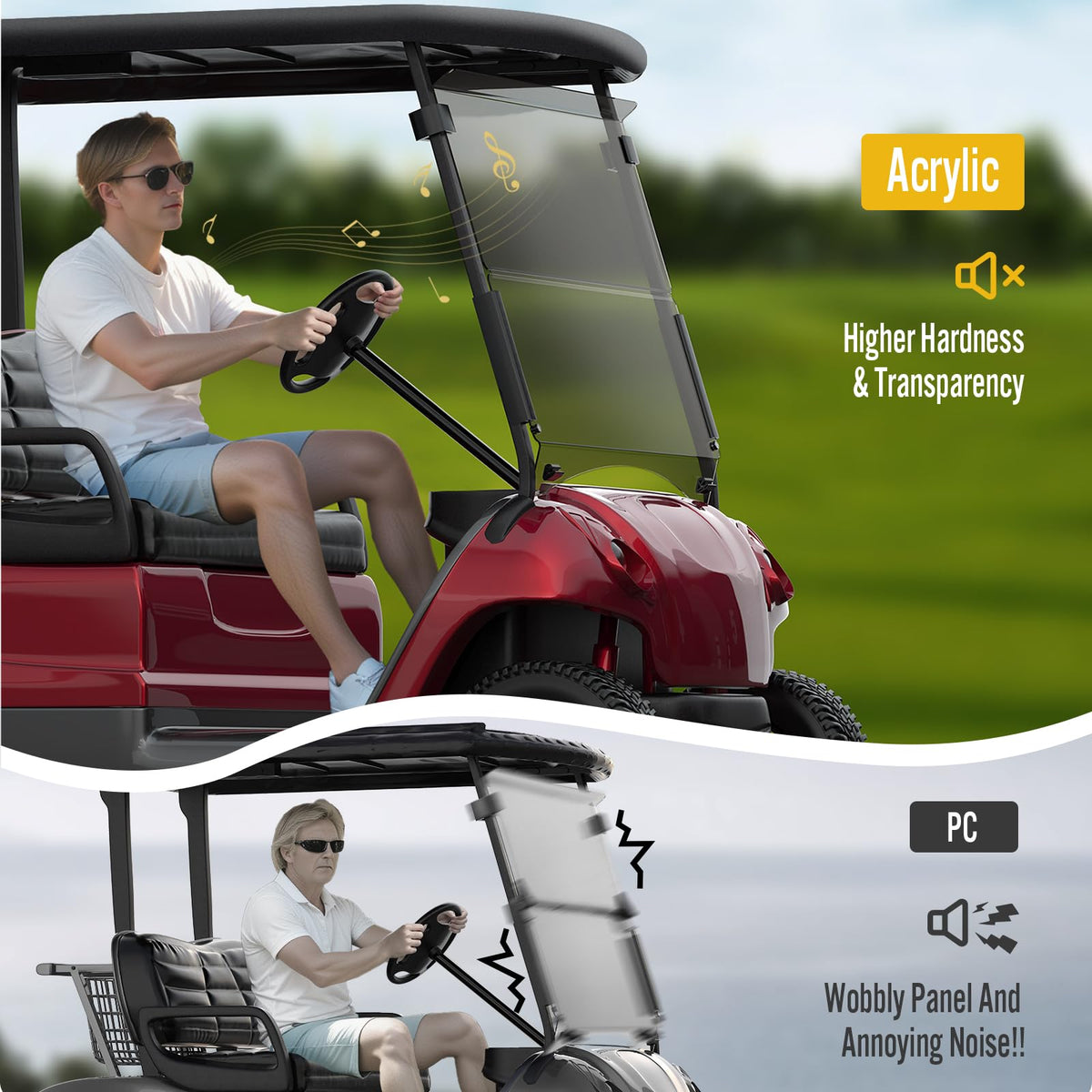 Coivy windshield installs easily on original 2004+ Club Car Precedent models.
