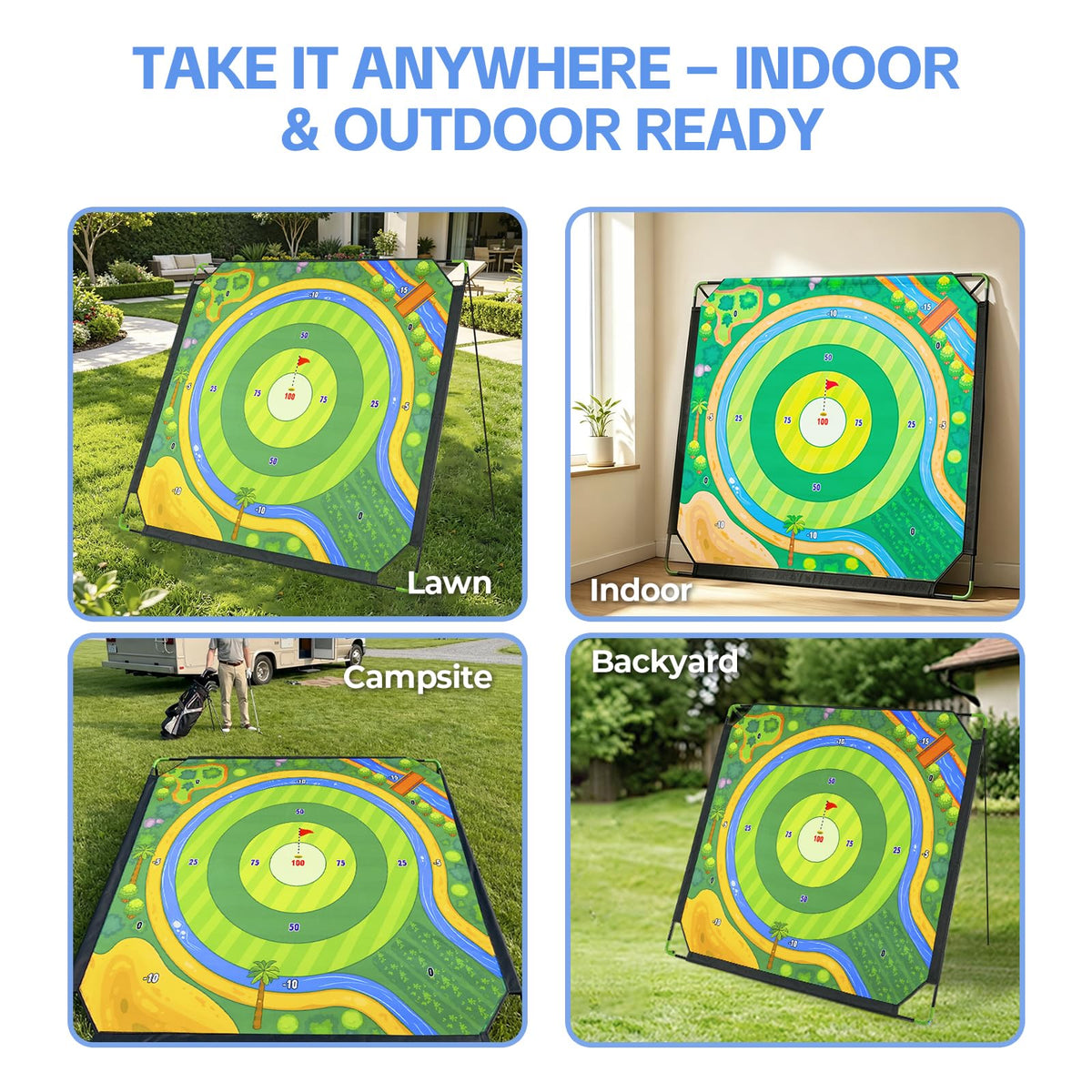 Cokeja base stakes secure the mat for stable outdoor use.