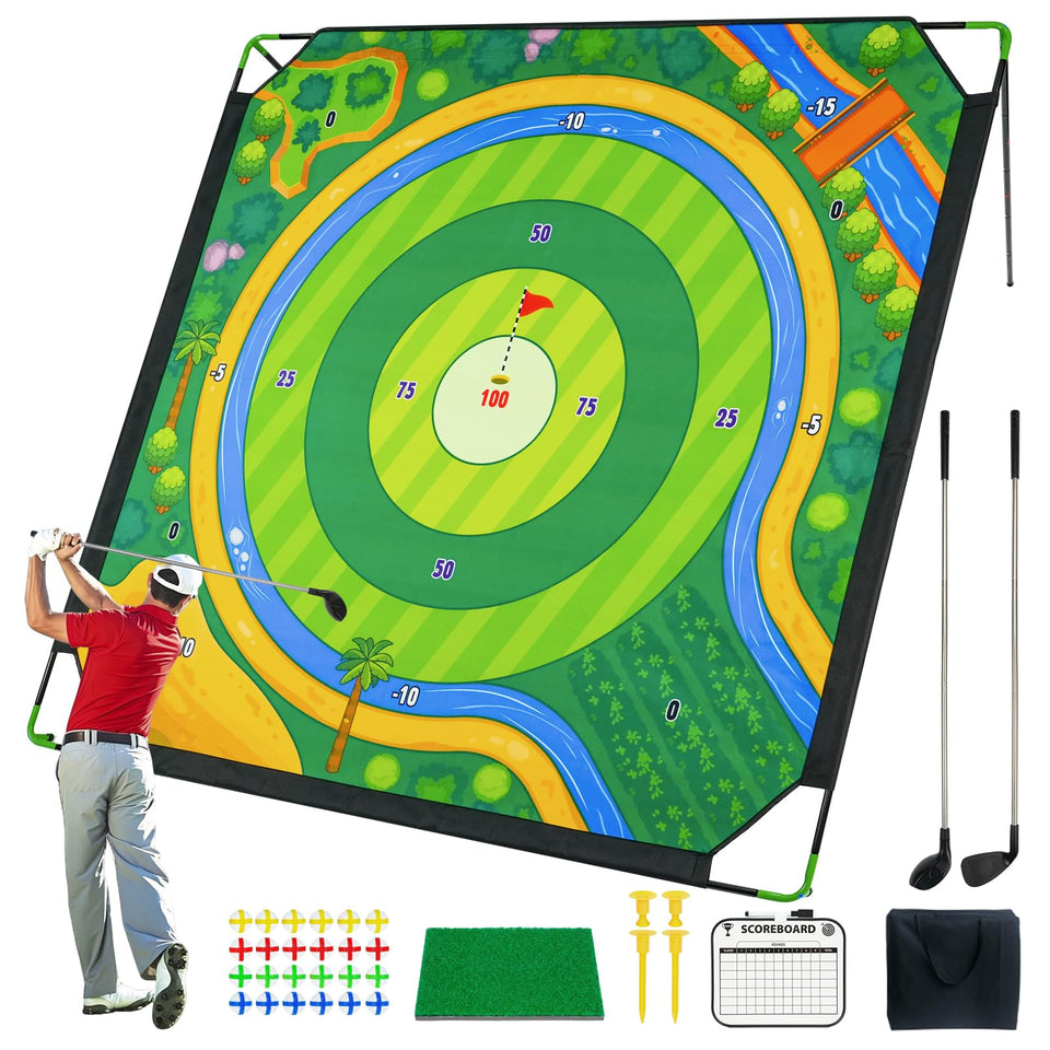 Cokeja golf chipping target mat 6ft by 6ft with multi-zone scoring for precision practice.