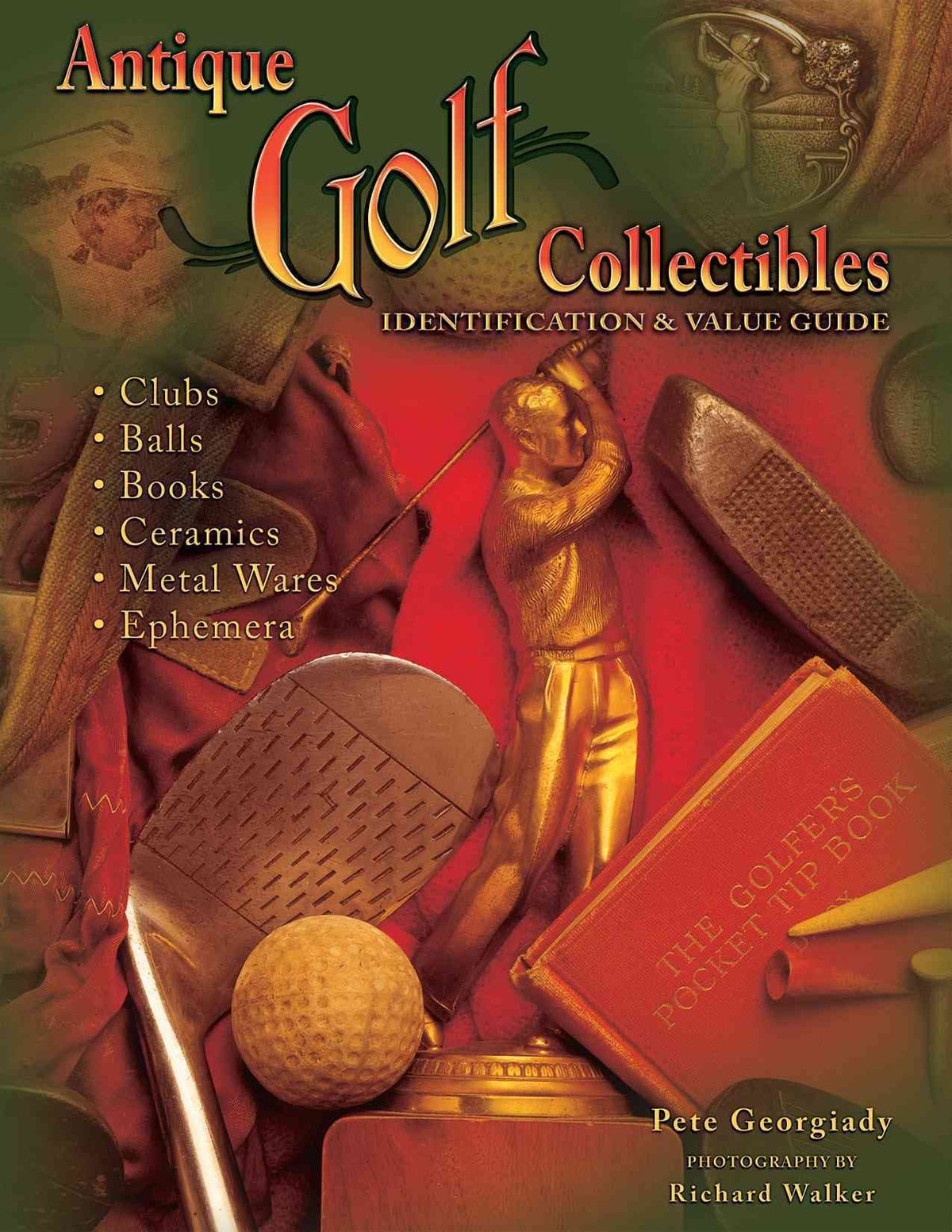 Collector Books antique golf collectibles cover showing diverse memorabilia for study and collection