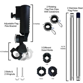 Adjustable PVC bracket from College Flags & Banners Co. fits square or round frames