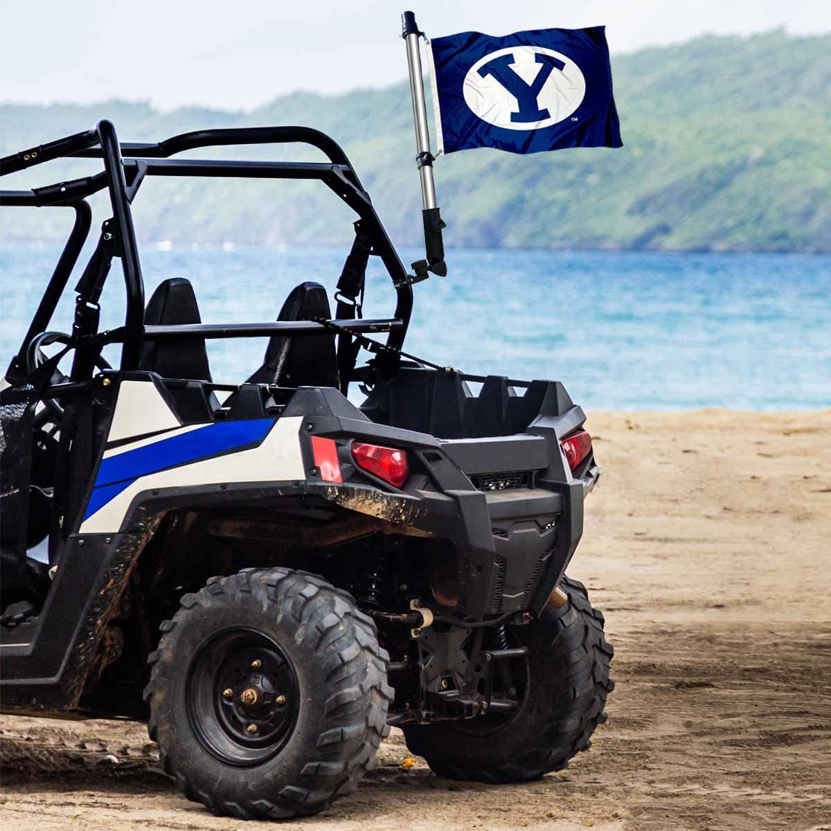 BYU Cougars 12x18 inch flag with dual-sided logos for clear visibility.