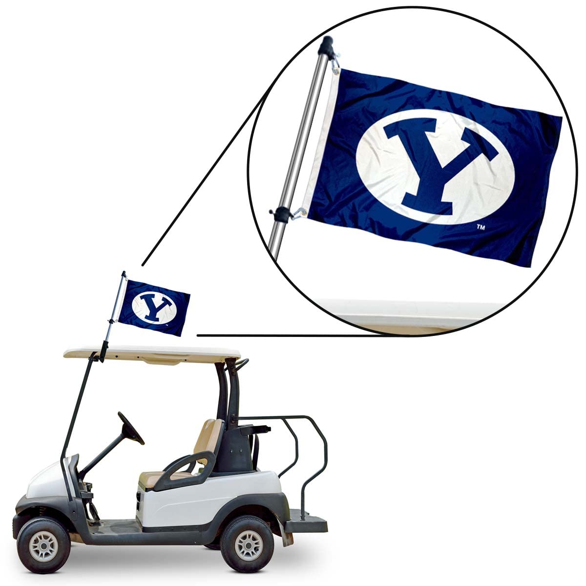 BYU Cougars officially licensed flag set for golf carts, ATVs, porches.