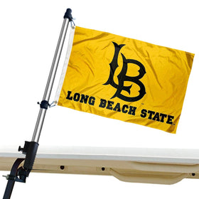 Cal State Long Beach 49ers golf cart flag on durable holder bracket for outdoor use