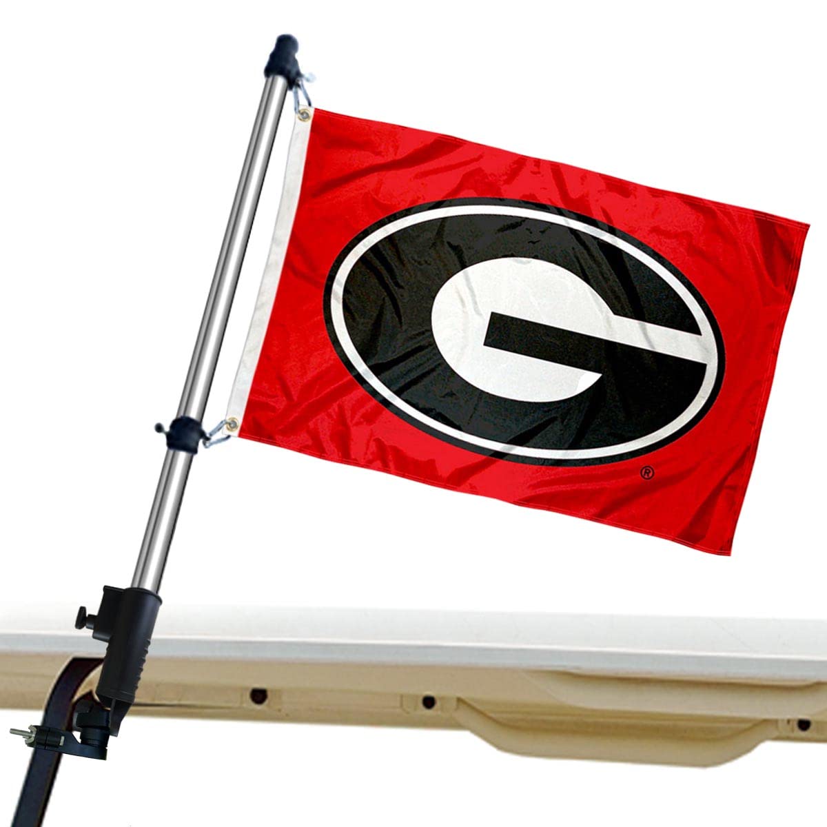 College Flags & Banners Co. Georgia Bulldogs golf cart flag, with double-sided visibility.
