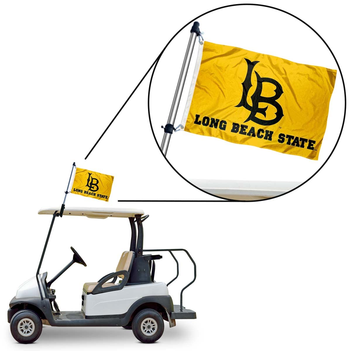 Golf cart flag displayed on cart demonstrating team display