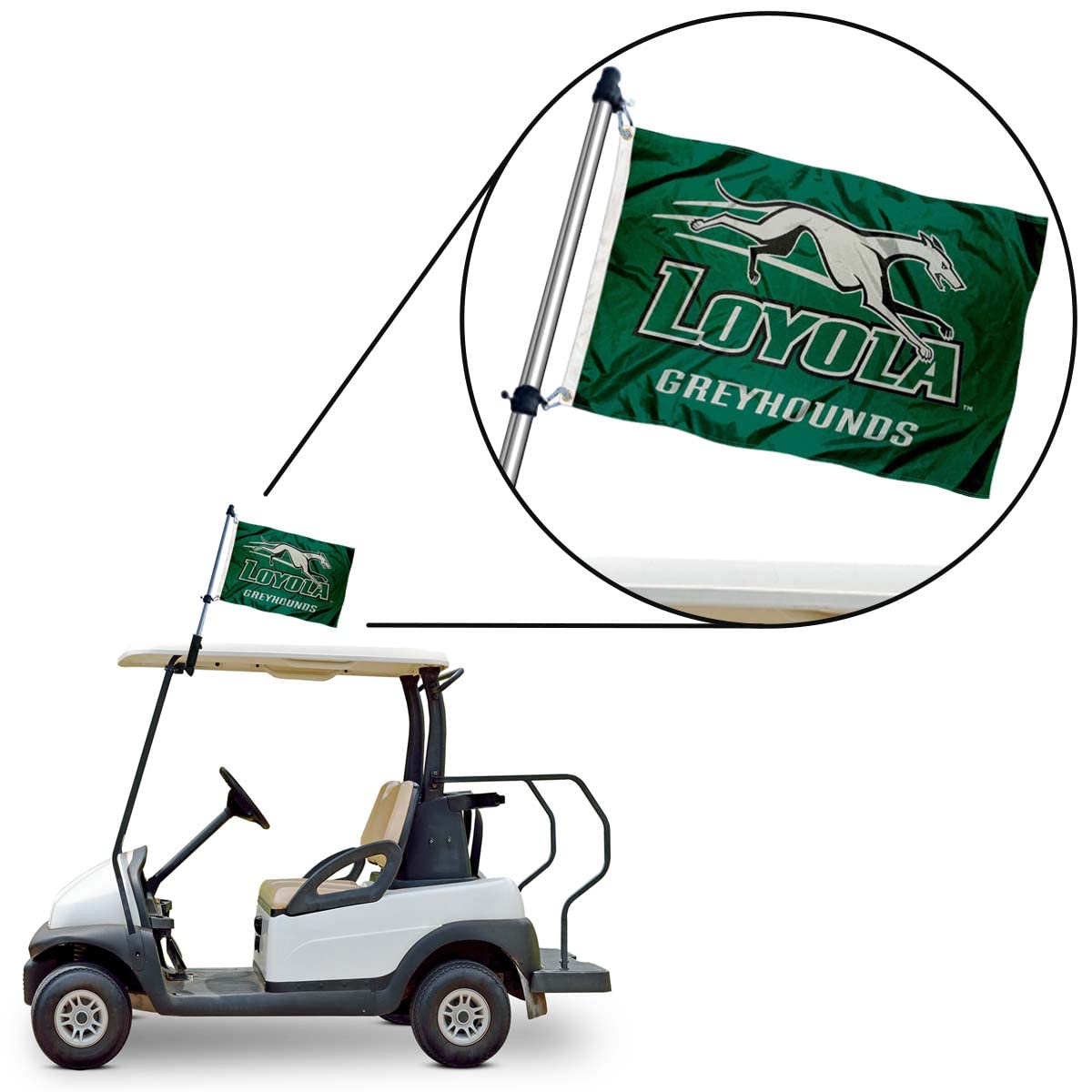 College Flags & Banners Co. officially licensed Loyola Greyhounds flag for compliant display.