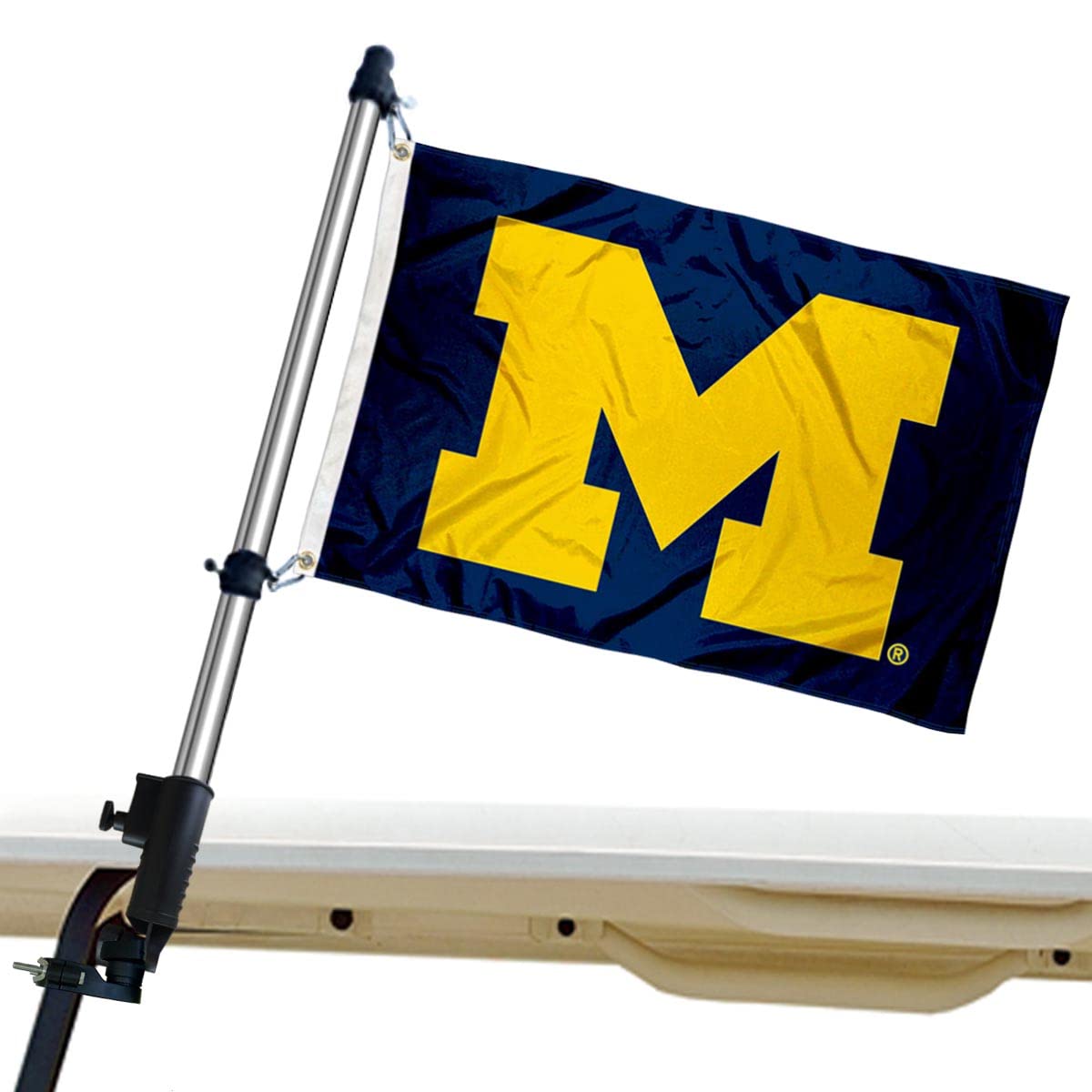 College Flags & Banners Co Michigan golf cart flag 12x18 fluttering for team pride