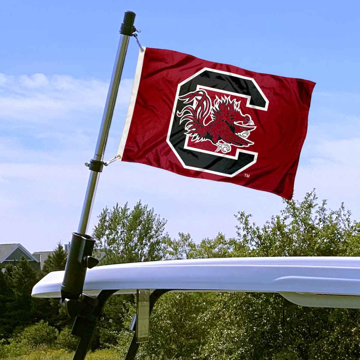 College Flags and Banners Co. adjustable bracket for golf cart flag mount shows versatile installation