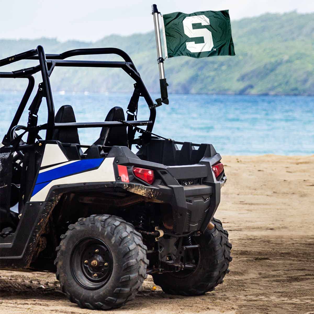 College Flags & Banners Co. MSU 12x18 inch flag with dual-sided logos for clear visibility.