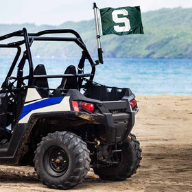 College Flags & Banners Co. MSU 12x18 inch flag with dual-sided logos for clear visibility.