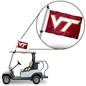College Flags and Banners Hokies mounted on golf cart canopy for team pride