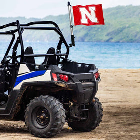 College Flags & Banners Co. Clip hardware allows quick, secure golf cart installation.
