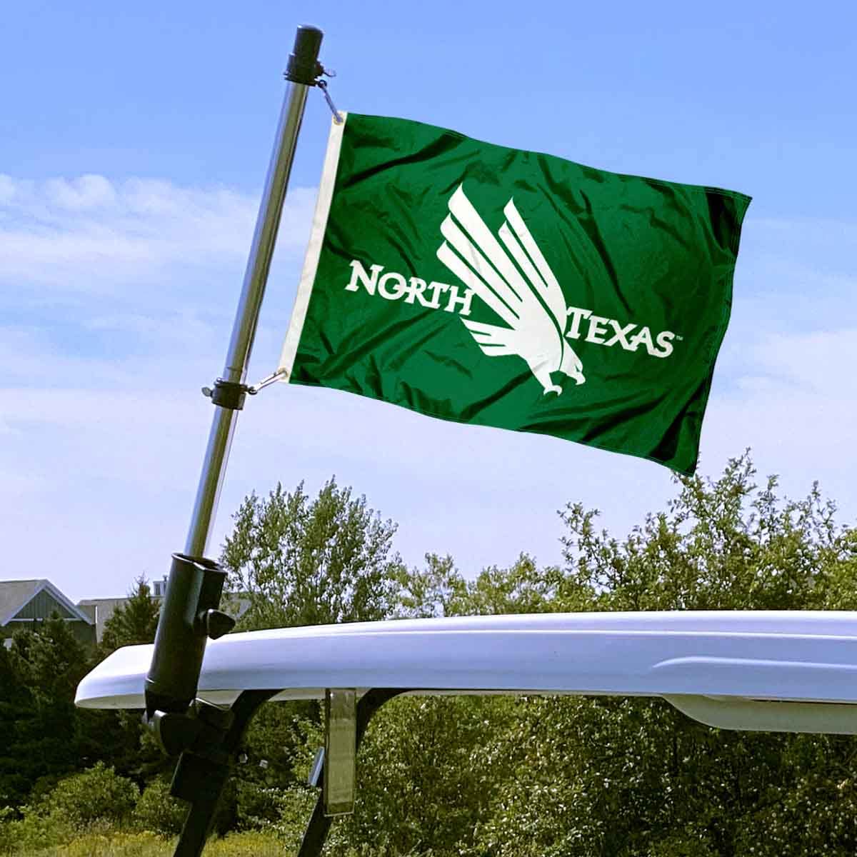 College Flags and Banners Co. adjustable bracket securing the flag on square or round frames.