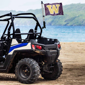 College Flags & Banners Co. Flag material nylon or poly with double-sided visibility.