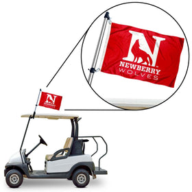 Newberry flag display on canopies and railings enhances team spirit by College Flags & Banners Co.