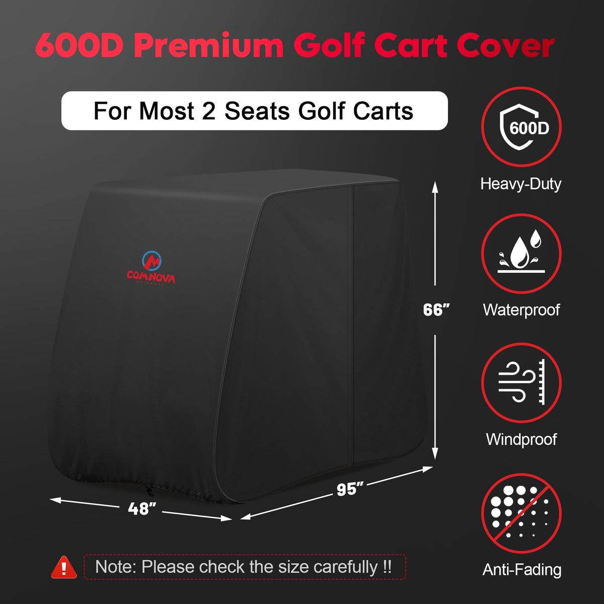 Comnova golf cart cover 2P universal-fit fits EZGO Club Car Yamaha