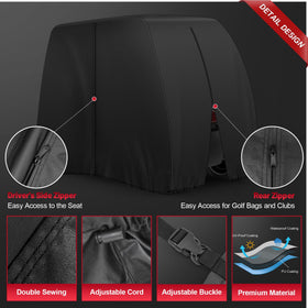 Comnova golf cart cover side-zippers enable easy entry