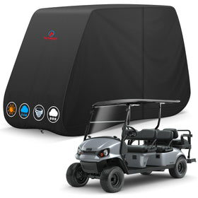 Comnova Outdoors 6-passenger front view cover shields cart from sun and rain