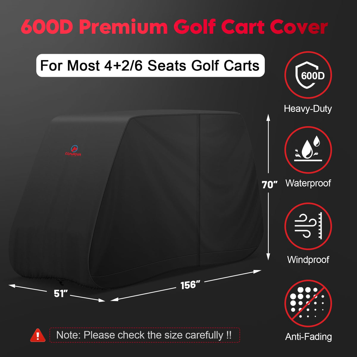Comnova Outdoors 6-passenger side-buckle demonstrates secure windproof fit for windy days
