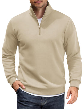 COOFANDY quarter-zip pullover front view for versatile casual wear.