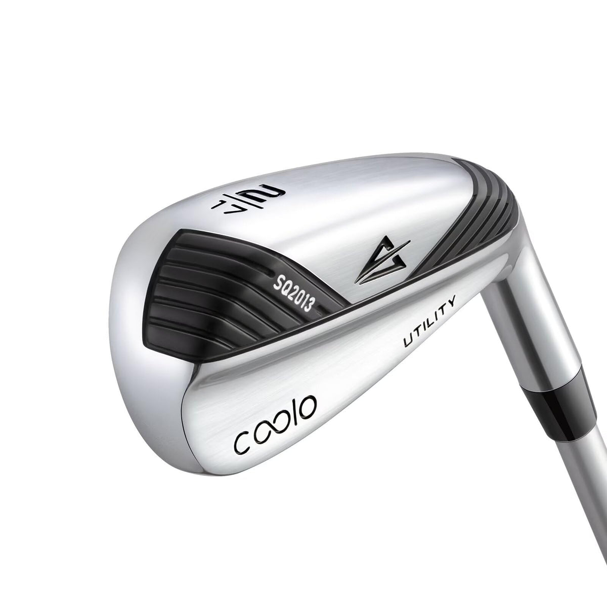 COOLO golf driving iron face close-up highlights maraging steel for faster ball speed