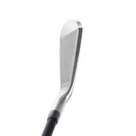 Senior-friendly COOLO Graphite iron setup on the range showing balance and forgiving design.