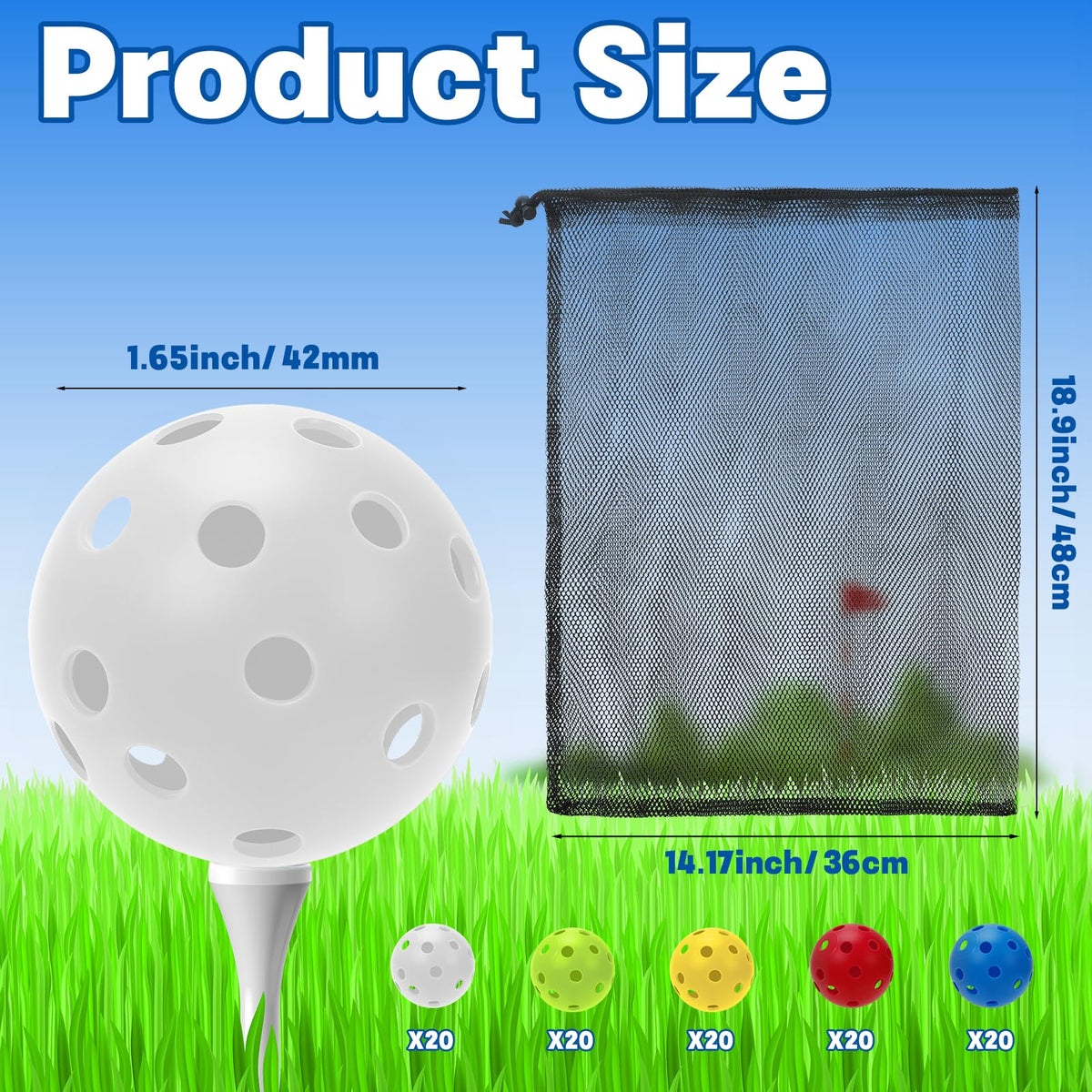 Coopay 42mm hollow practice golf balls with reduced air resistance for outdoor practice