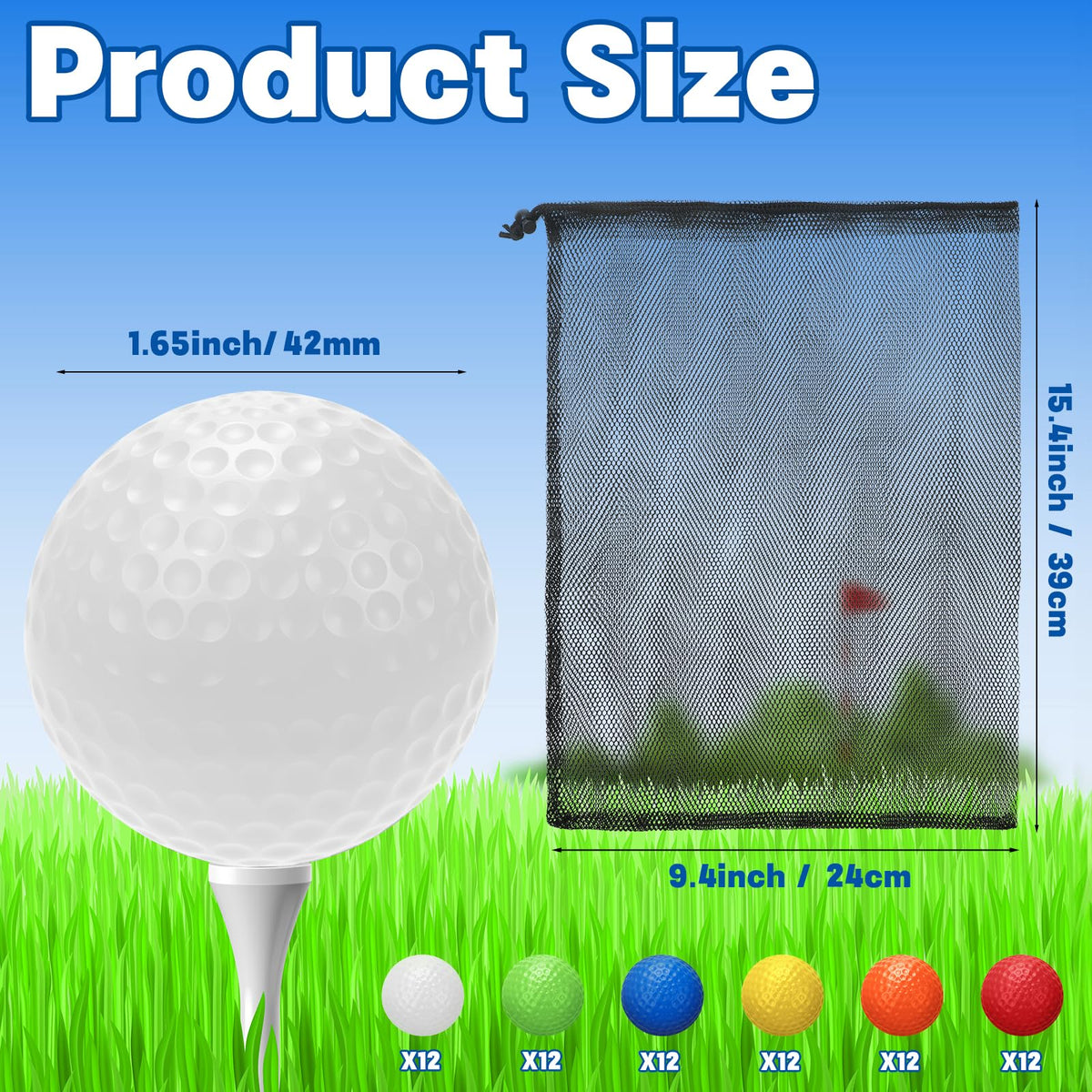 Coopay 42mm diameter practice golf balls for realistic swing practice
