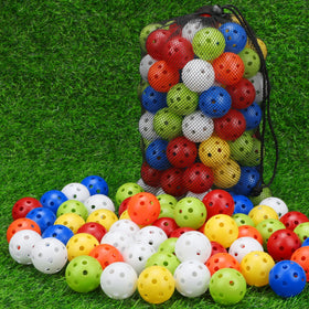Coopay 72-pack practice golf balls close-up showing color variety for home practice