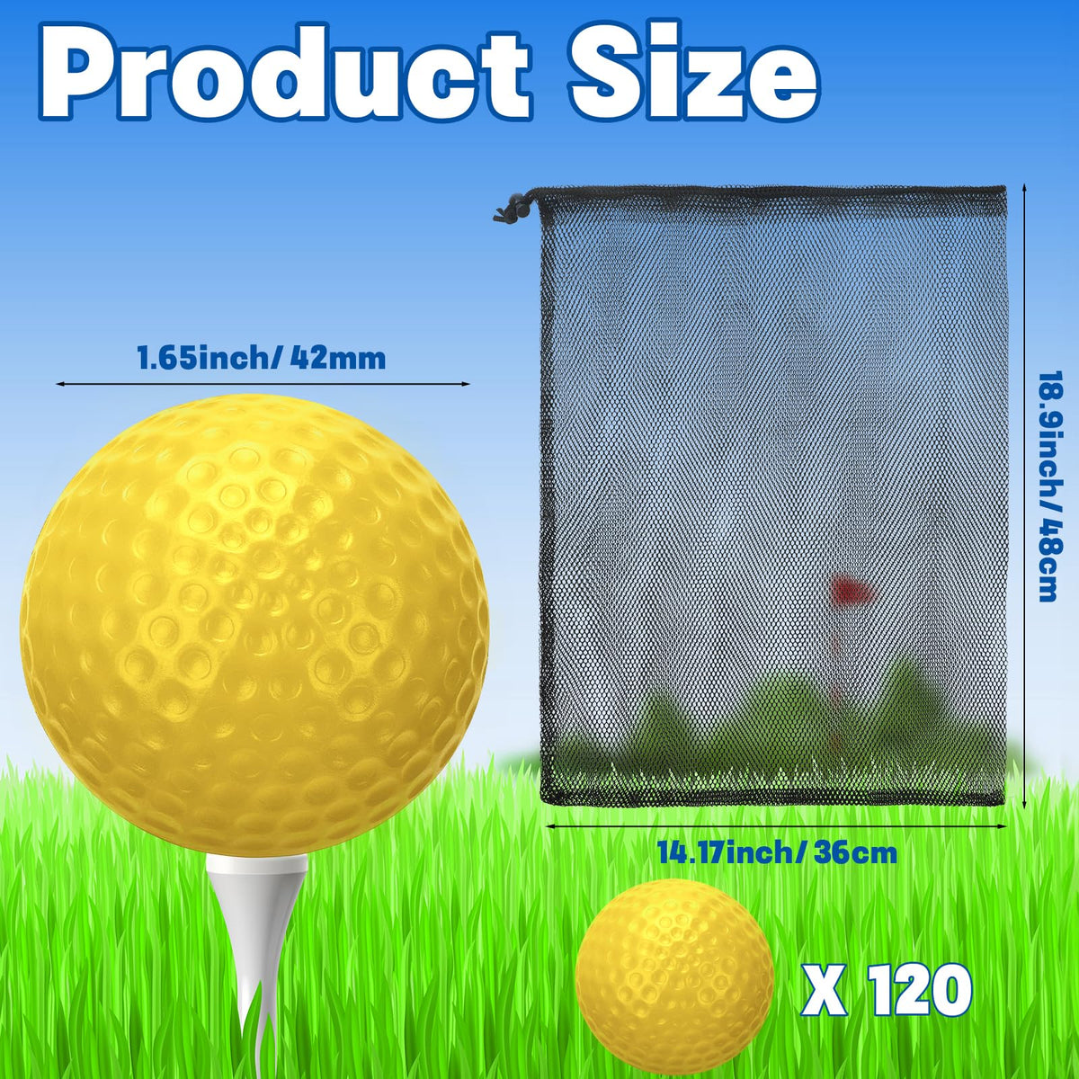 Coopay drawstring bag stores practice golf balls for portable training.
