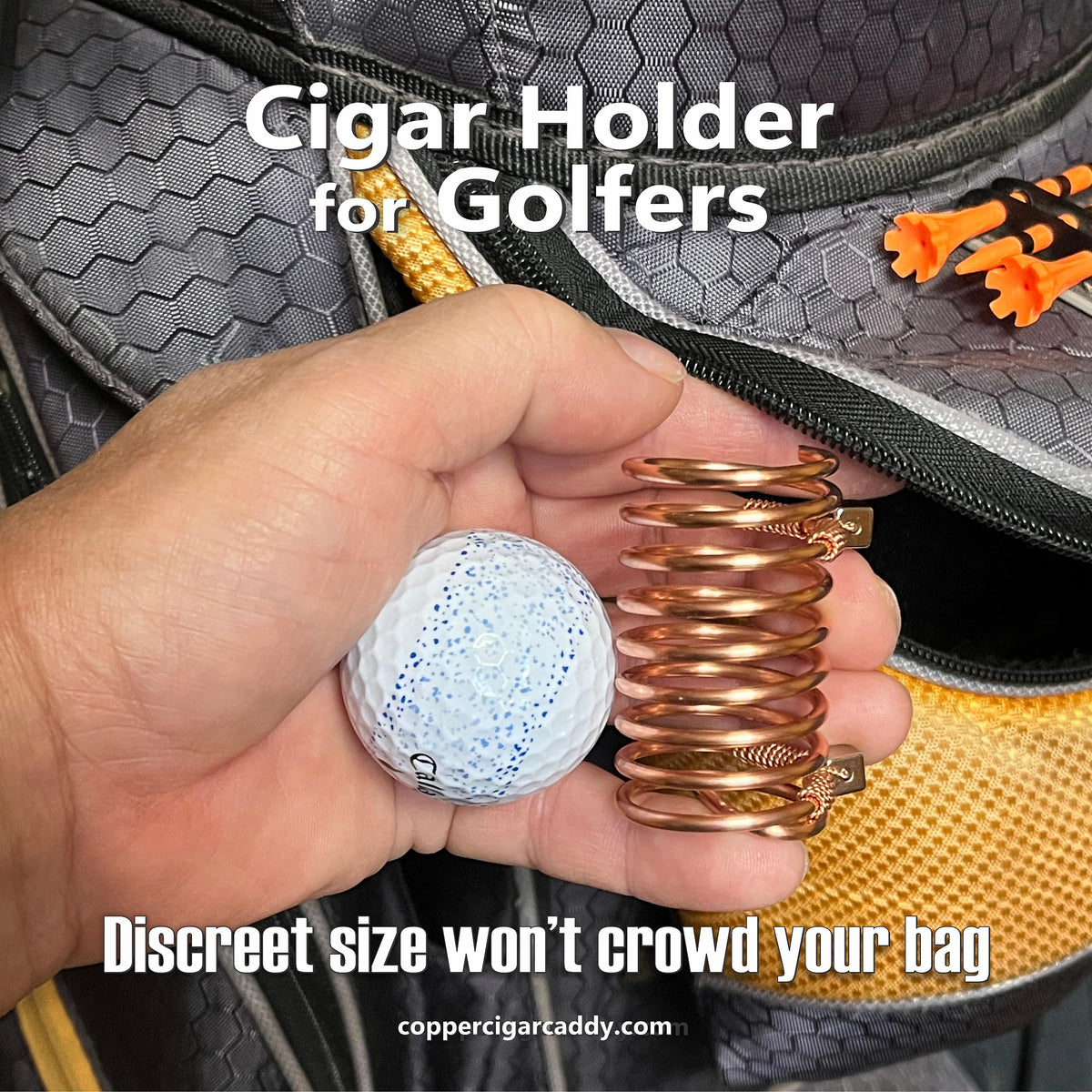 Compact portable holder attaches to metal surfaces on your golf cart