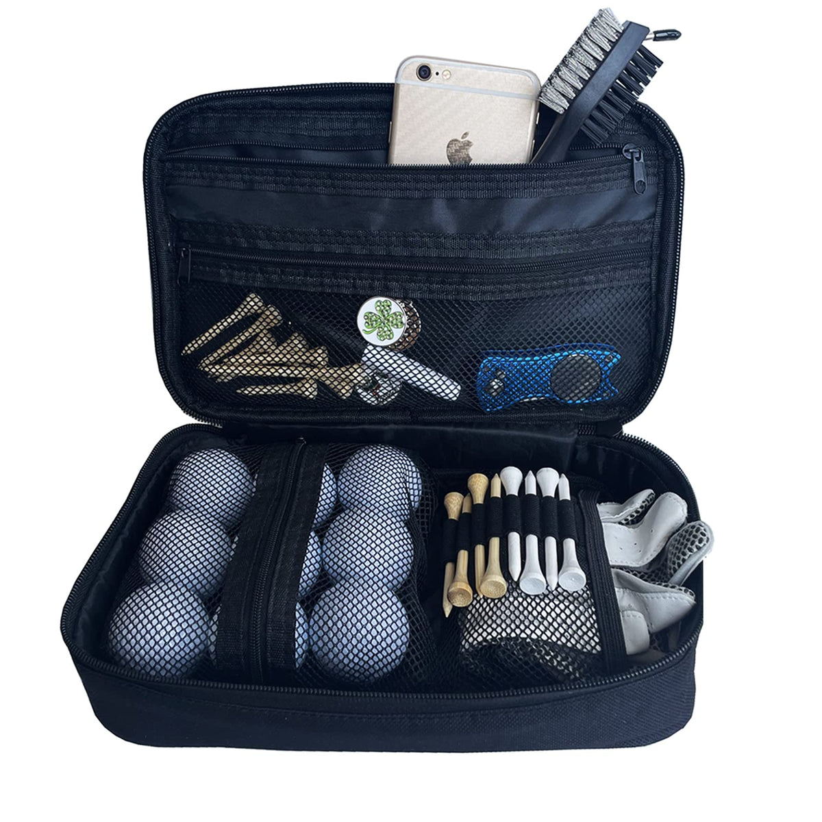 CORECISE Golf Accessory Bag Organizer front view shows compact storage for essentials.