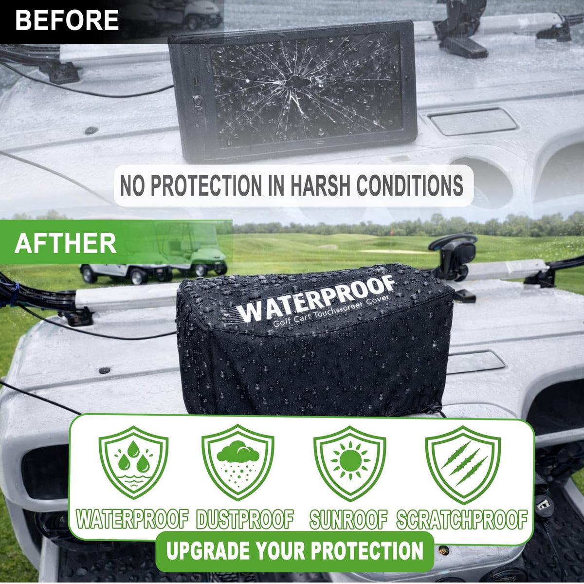 Corztg waterproof dash cover shields screen from rain and dust