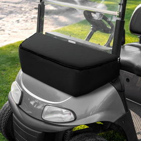 Cosblank black golf cart cooler bag mounted on a cart with easy-access drinks.