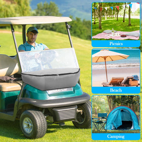 Cosblank gray golf cart cooler bag durable Oxford material and waterproof lining for easy cleaning.