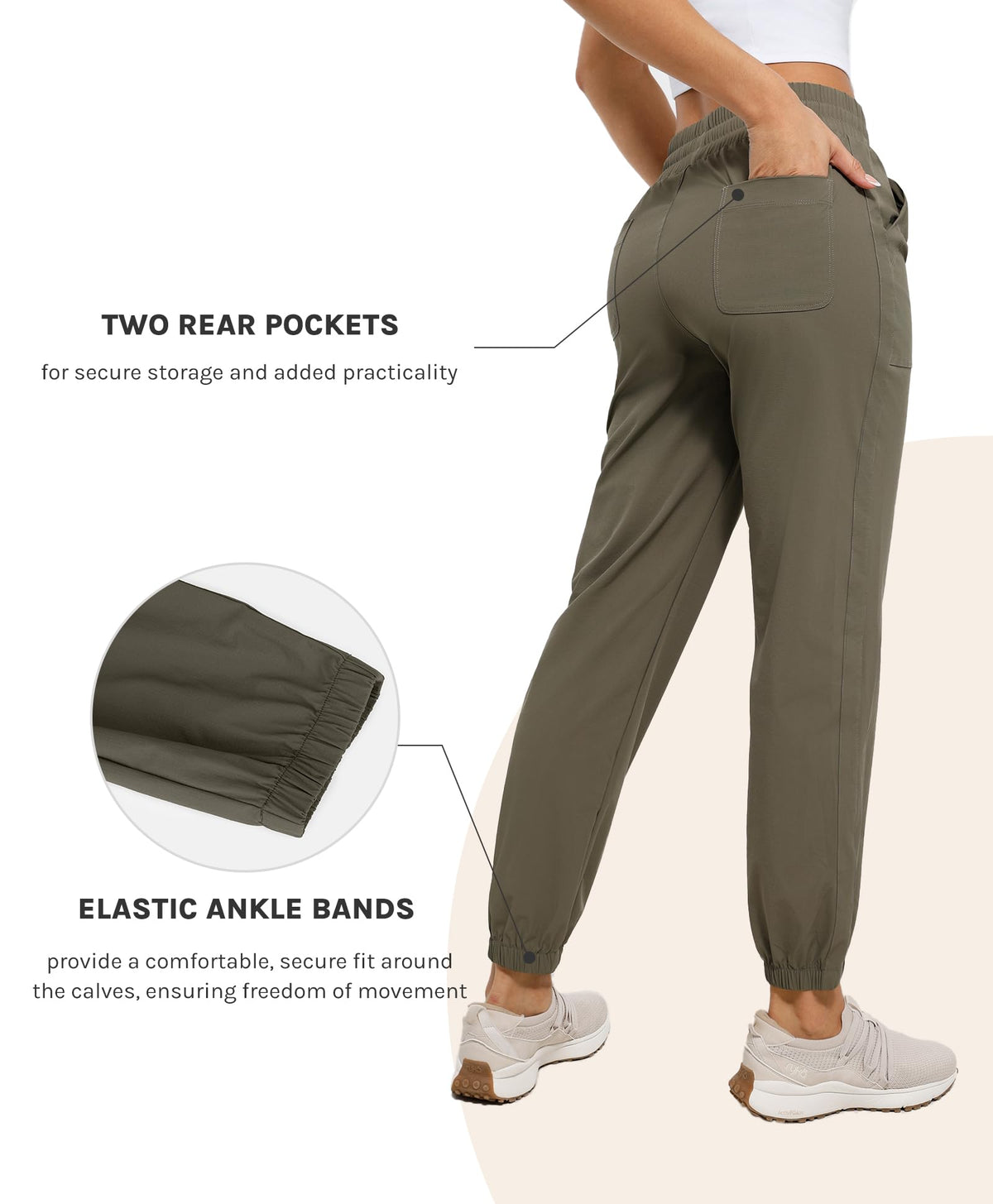 Cosmolle women's pants adjustable waist with drawstring for a customized fit.