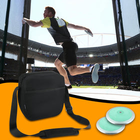 Cosmos Discus Carrier Bag with zippered pocket for accessories.