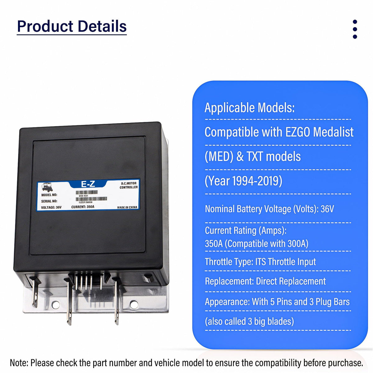 Cotether compatibility chart for EZGO TXT/Medalist upgrades