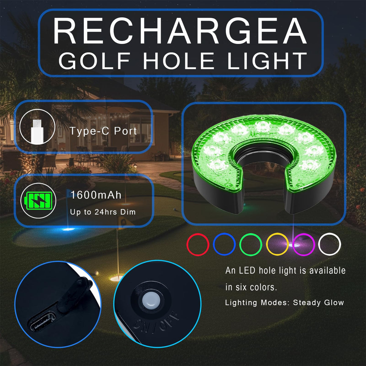 Cotkkstt color-changing puck light with RGB modes for games