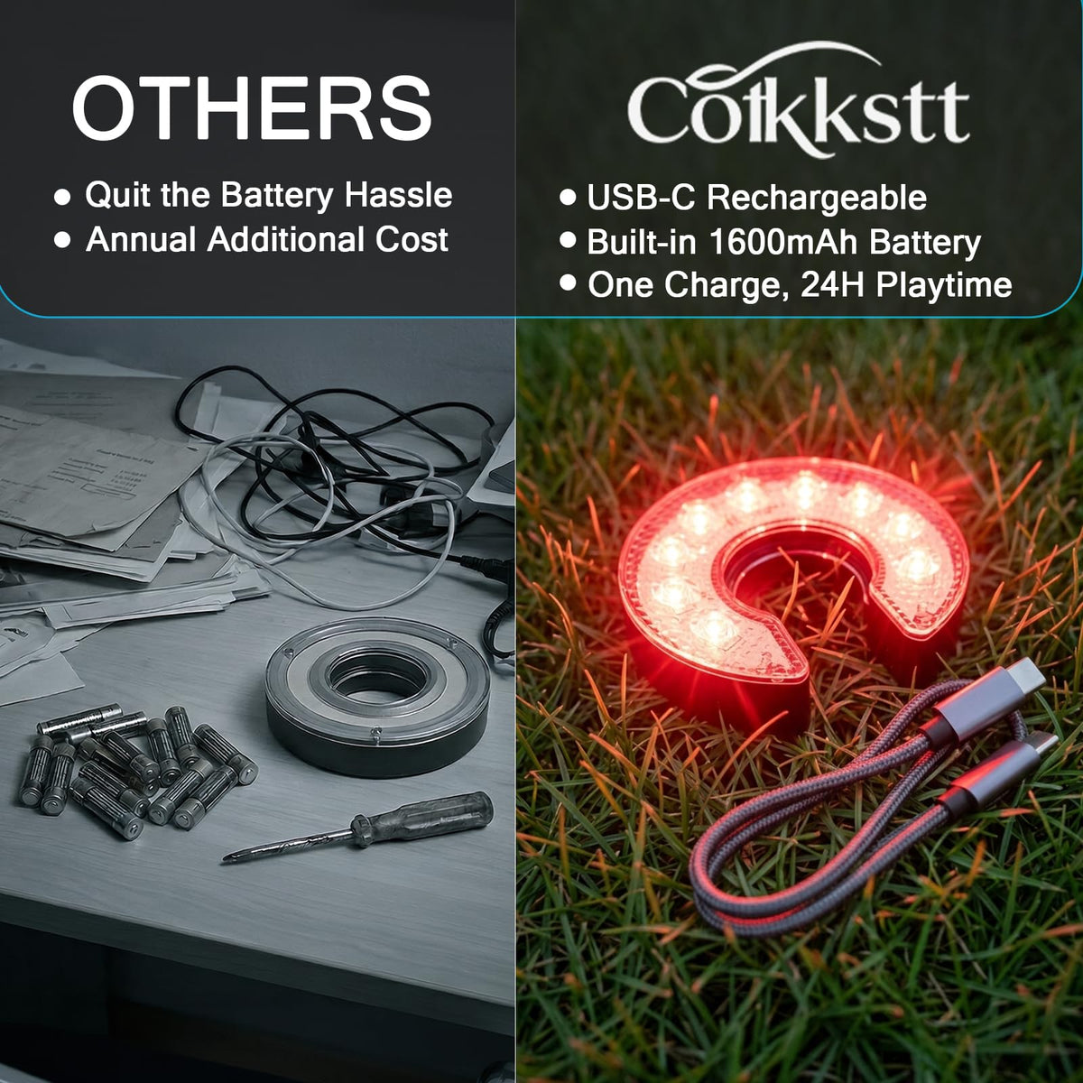 Cotkkstt cornhole night lights create glowing ring targets
