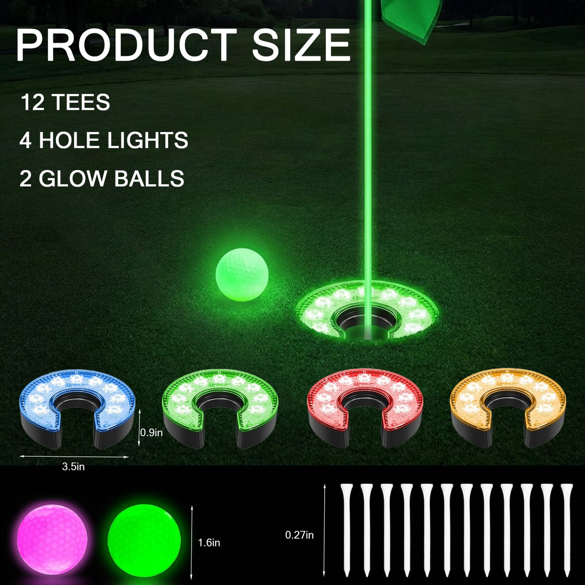 Cotkkstt glow disc golf light on basket rim for night glow