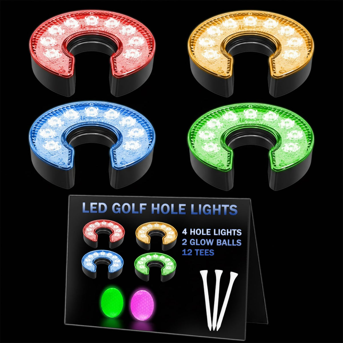Cotkkstt LED golf hole light in cup illuminates night putting