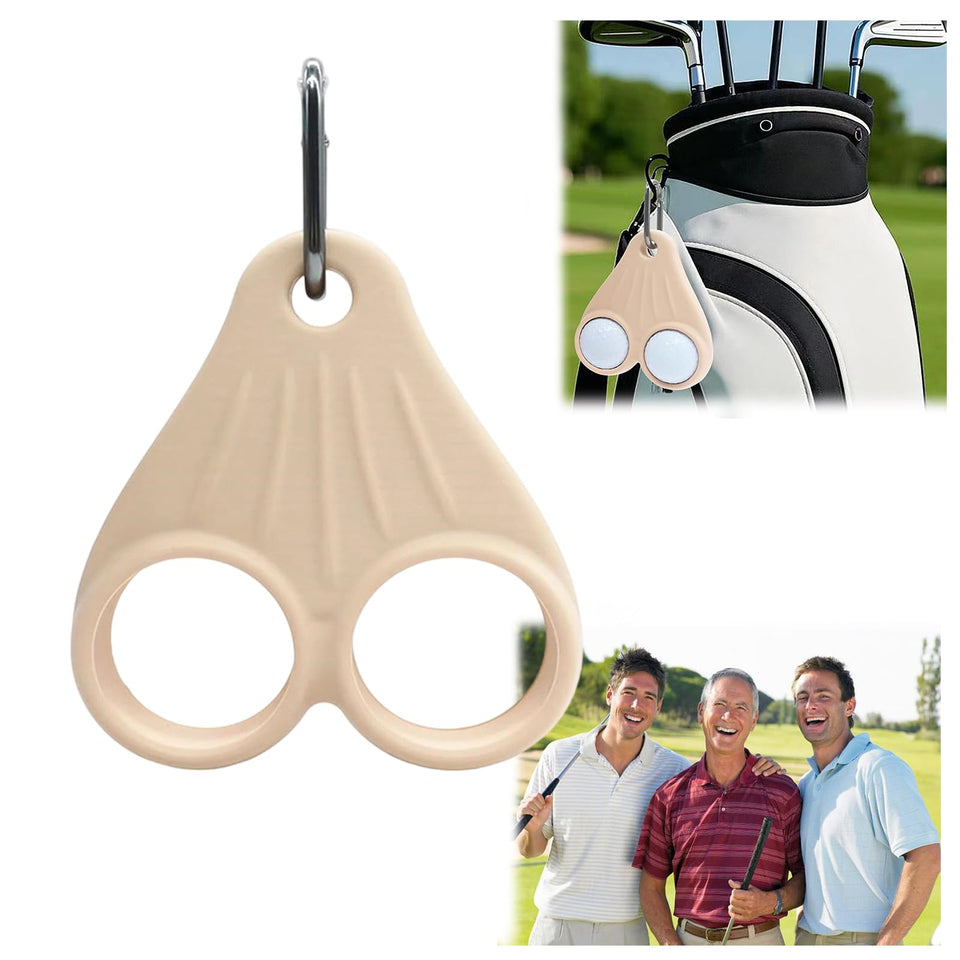 Cowenhey Funny Golf Ball Sac beige front view, compact travel convenience.