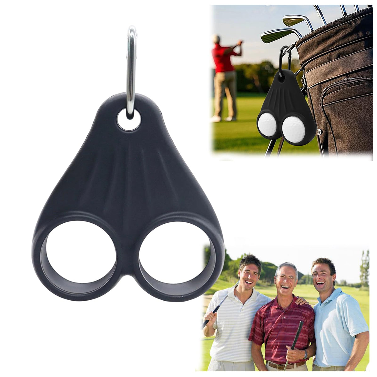 Cowenhey Funny Golf Ball Sac Holder in black, a playful on-course accessory for easy ball storage