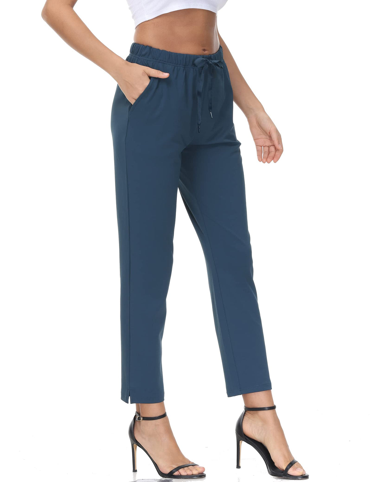 COZZIPLUS loose-fit ankle pants with side split for easy movement.