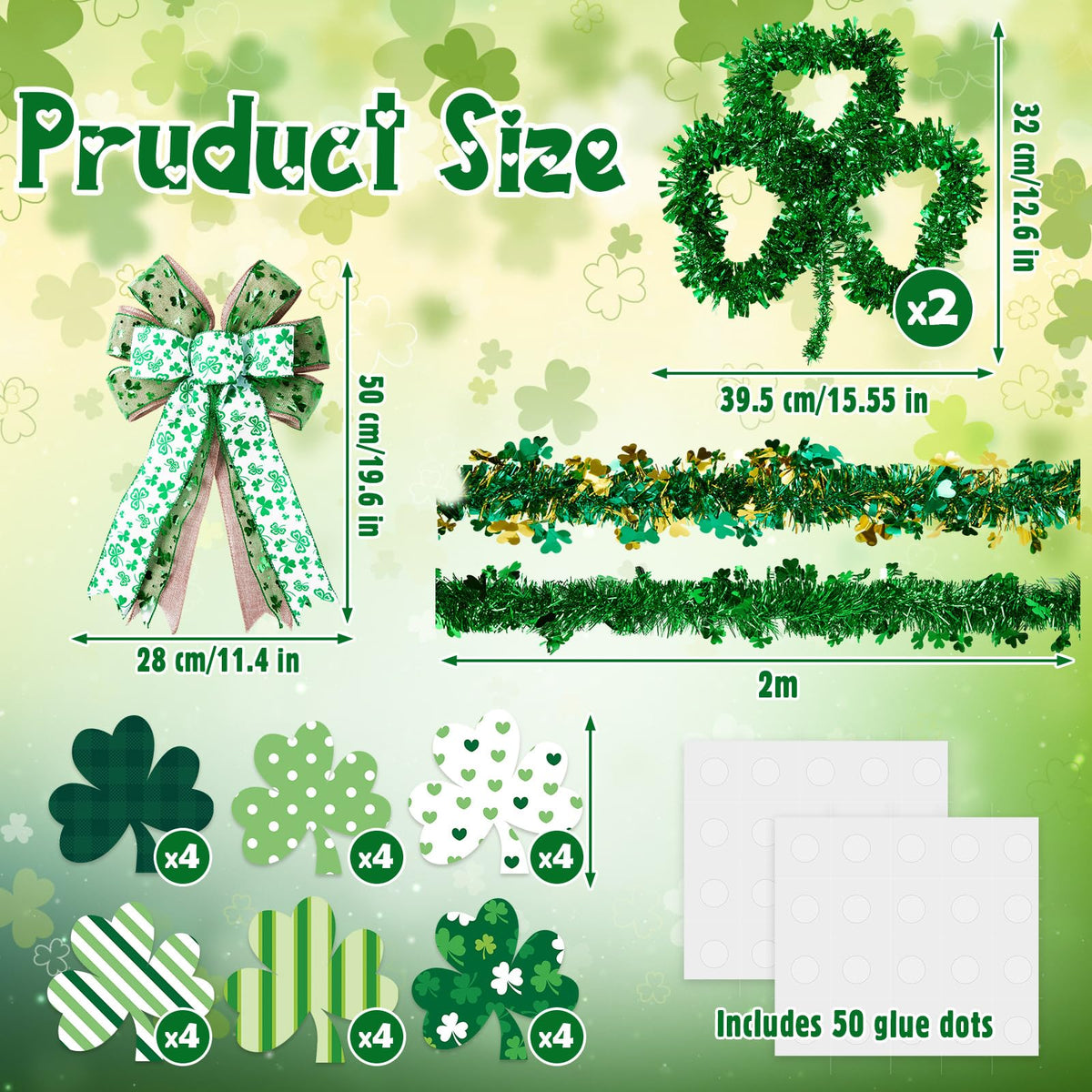 Craftsatin green wreath with shamrocks enhances outdoor display
