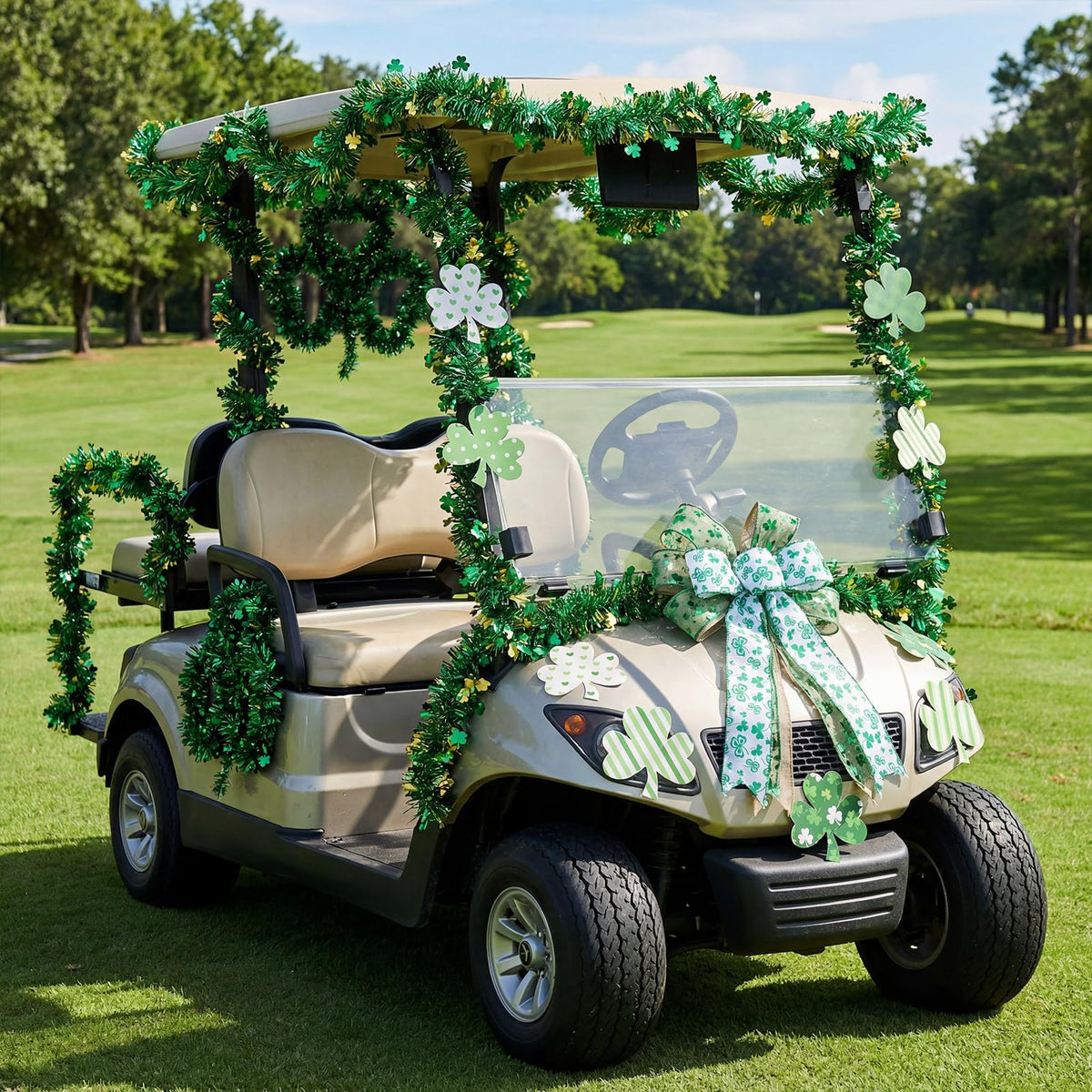 Craftsatin shamrock-shaped wreath for Irish-themed decor